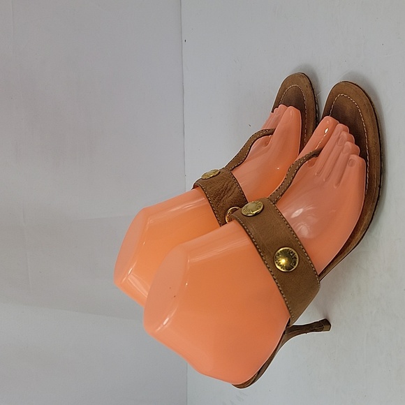 Prada Leather T-Strap Brown Women's Sandals - Picture 1 of 16